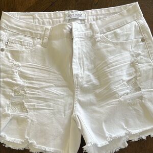 Judy Blue White Distressed Jean Shorts